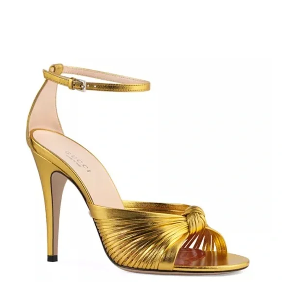 Gucci Women's Crawford Metallic Leather Sandals 38.5 - Picture 1 of 16